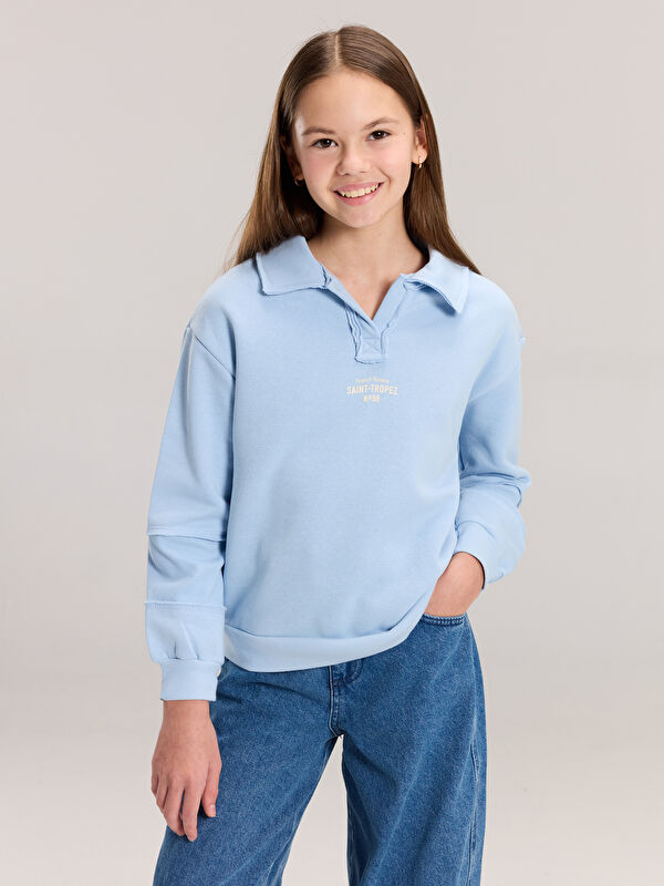 LCW Kids Polo Yaka Kız Çocuk Kalın Sweatshirt