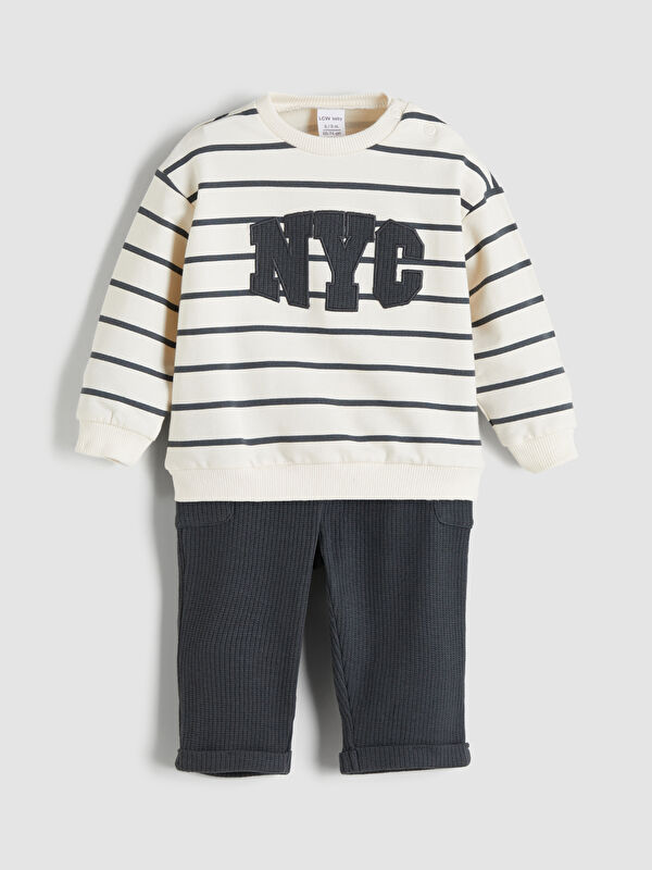 LCW baby Nakışlı Erkek Bebek Sweatshirt ve Pantolon 2'li
