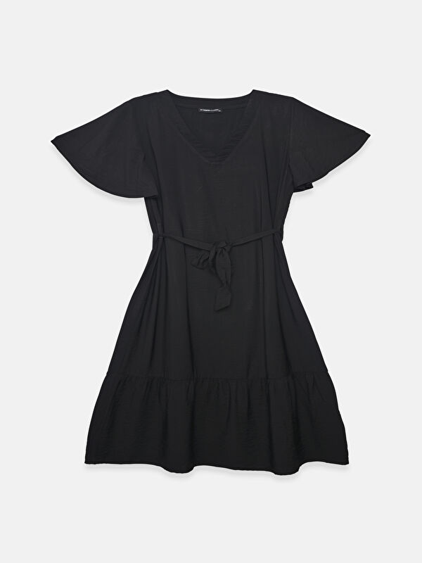 LCWAIKIKI Classic V Neck Pleated Mini Dress