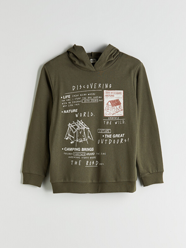 LCW Kids Erkek Çocuk Baskılı Kapüşonlu Sweatshirt