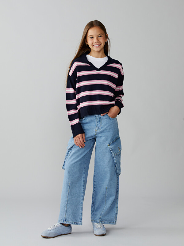 LCW Kids Pamuklu Kız Çocuk Kargo Jean Pantolon