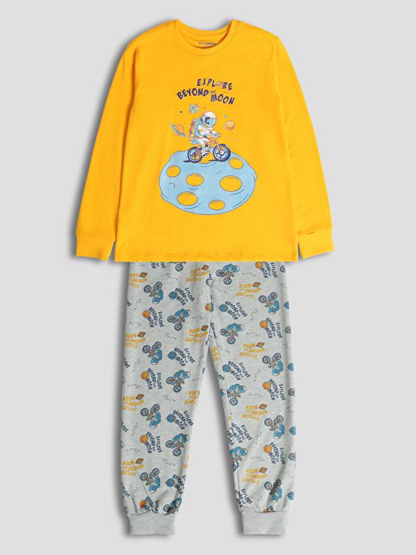 LCW Kids Crew Neck Printed Boys' Pyjama Set