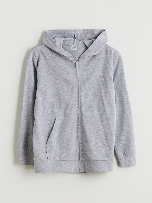 LCW Kids Kapüşonlu Erkek Çocuk Fermuarlı Sweatshirt