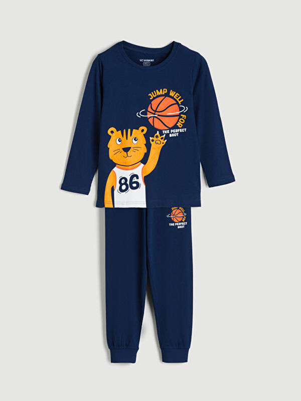 LCW Kids Crew Neck Printed Boys' Pyjama Set