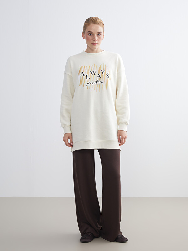 ルマンド LCW Modest Baskılı Oversize Kadın Kalın Sweatshirt Tunik