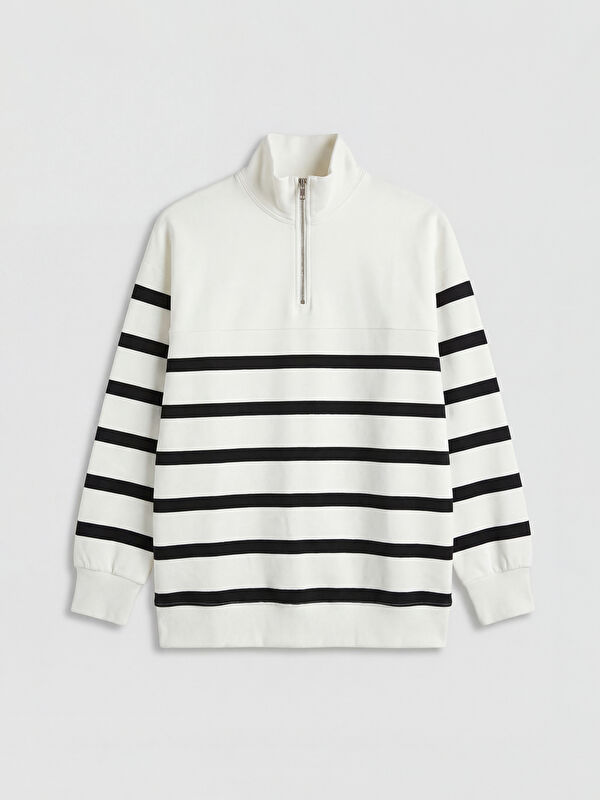 LCW Modest Sweatshirt-Tunika mit Stehkragen und Streifen für Damen, dick