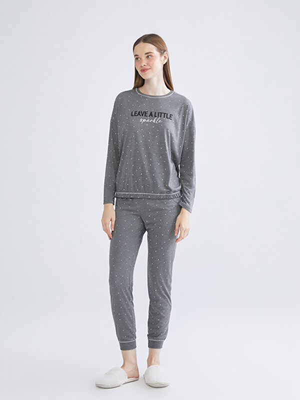 LCW DREAM Beli Lastikli Desenli Kadın Jogger Pijama Alt