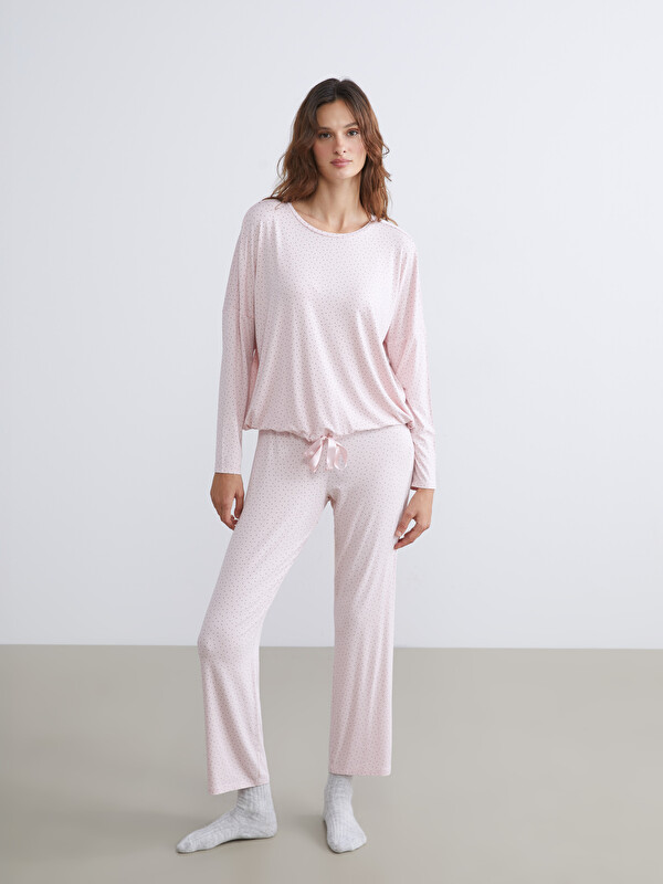 LCW DREAM Beli Lastikli Puantiyeli Kadın Pijama Alt