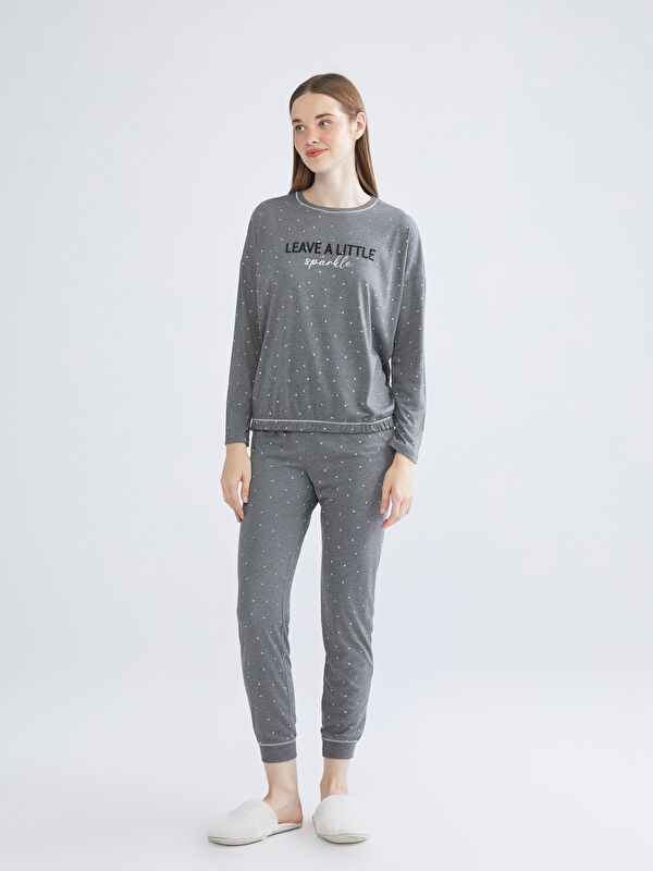 LCW DREAM Crew Neck Printed Women's Pyjama Set