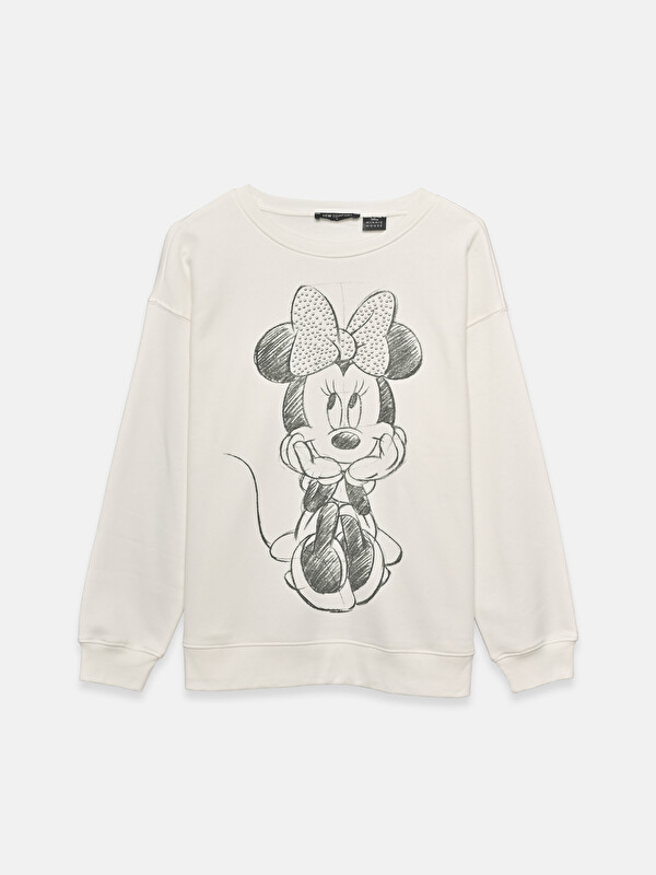LCWAIKIKI Maternity Crew Neck Minnie Mouse Printed Women's Sweatshirt