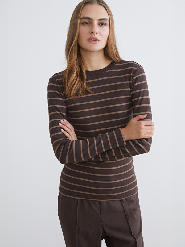 LCW EVERYDAY Bisiklet Yaka Çizgili Kadın Body