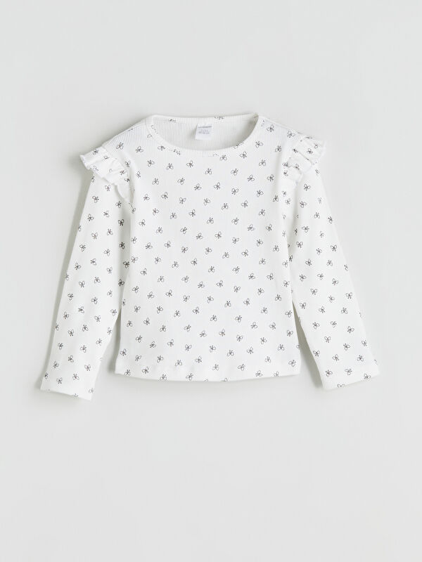 LCW Kids Crew Neck Ribbon Printed Girls' T-Shirt