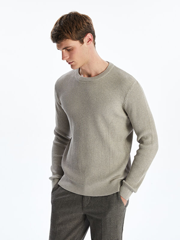 LCW Vision Crew Neck Long Sleeve Men's Tricot Sweater