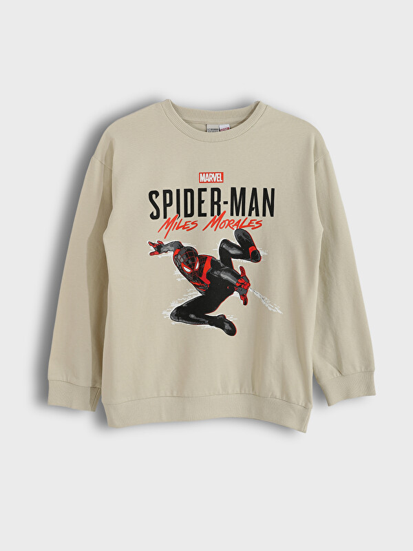 LCW Kids Crew Neck Spider-Man Printed Long Sleeve Boys' Sweatshirt