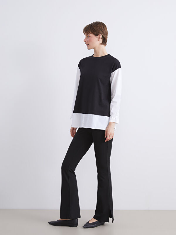 LCW Comfort سروال نساء بخصر مطاطي وساق فلار