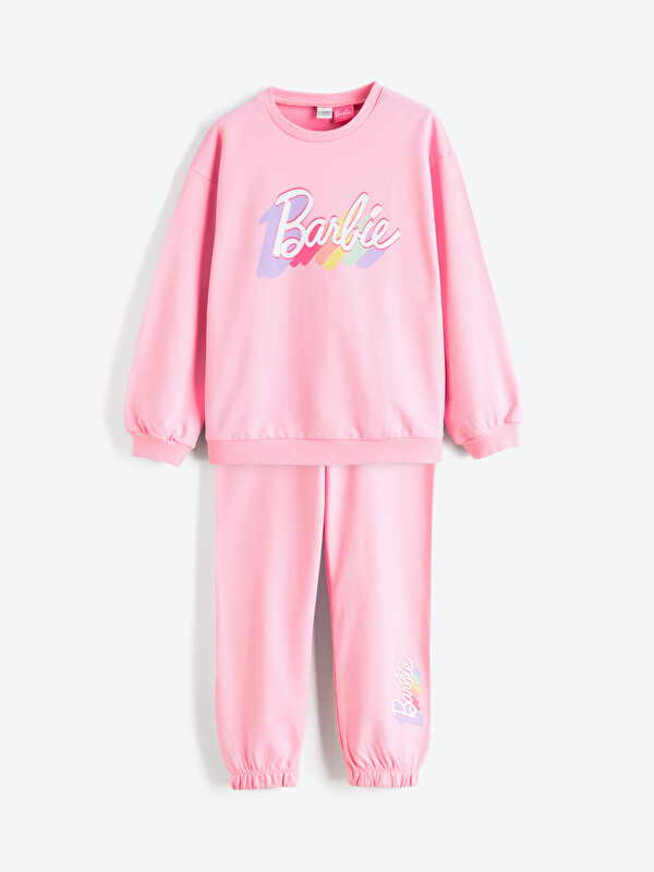 LCW Kids Barbie Printed Girls' Sweatshirt and Sweatpants