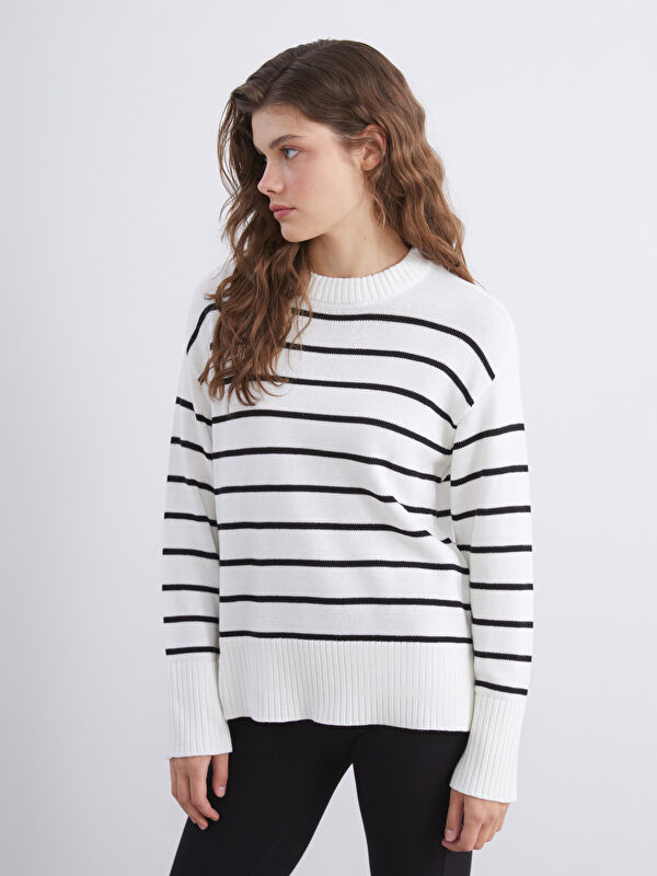 XSIDE Crew Neck Striped Women's Knitwear Sweater