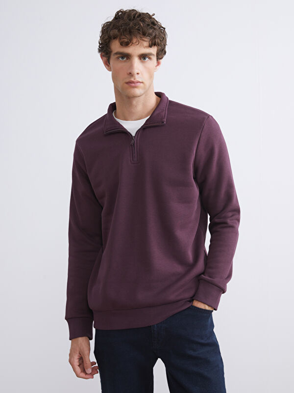 LCWAIKIKI Classic Dik Yaka Uzun Kollu Erkek Kalın Sweatshirt