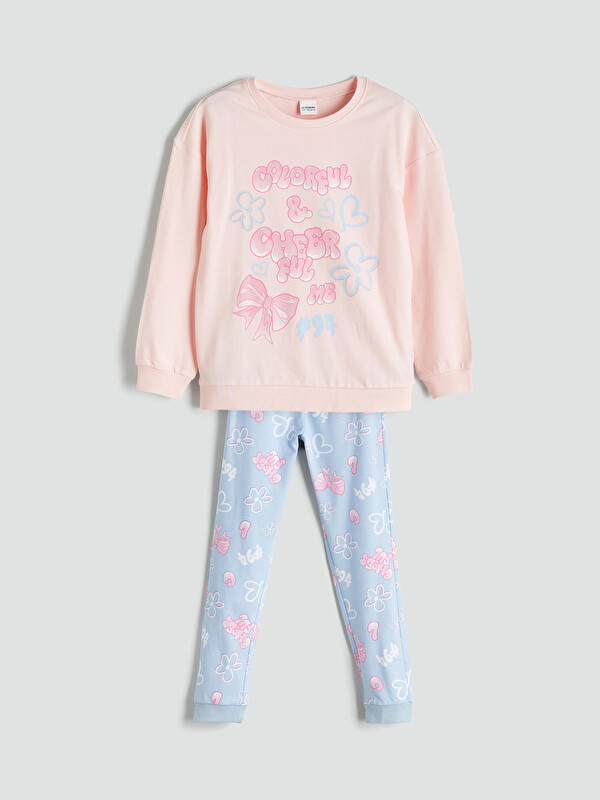 LCW Kids Crew Neck Girls' Pyjama Set