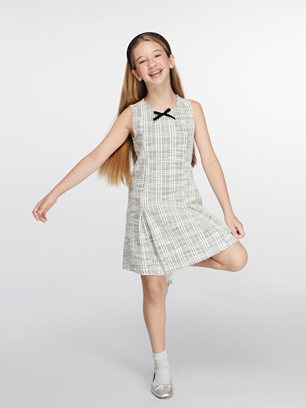 LCW Kids Bisiklet Yaka Ekose Kız Çocuk Tüvit Elbise