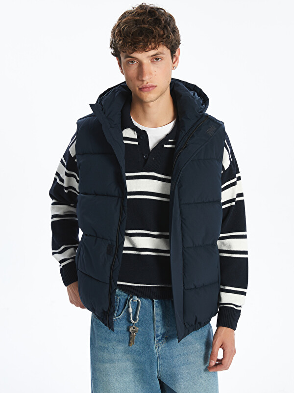 XSIDE Gilet Doudoune à Capuche pour Hommes Coupe Régulière