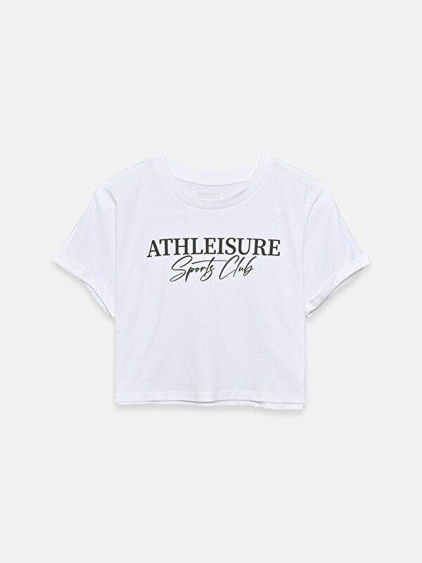KOOR SPORT Crew Neck Printed Crop Top