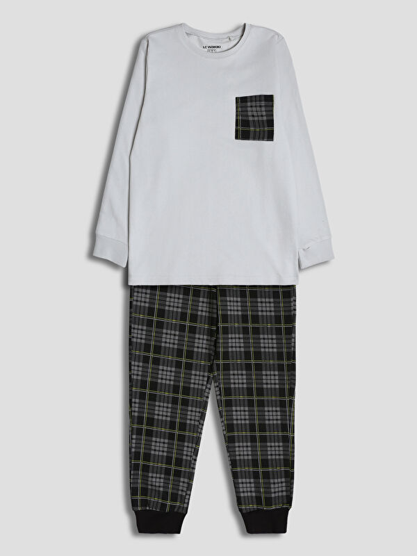 LCW Kids Crew Neck Plaid Boys' Pyjamas Set