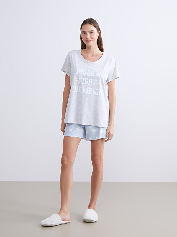 LCW DREAM Yıldız Desenli Kadın Şortlu Pijama Takımı