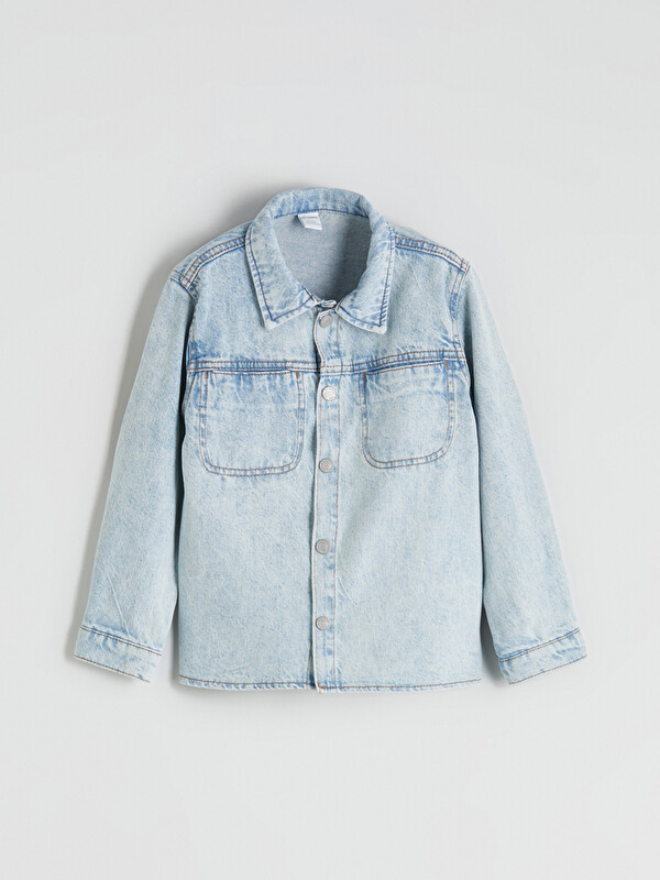 LCW Kids Basic Uzun Kollu Erkek Çocuk Jean Gömlek