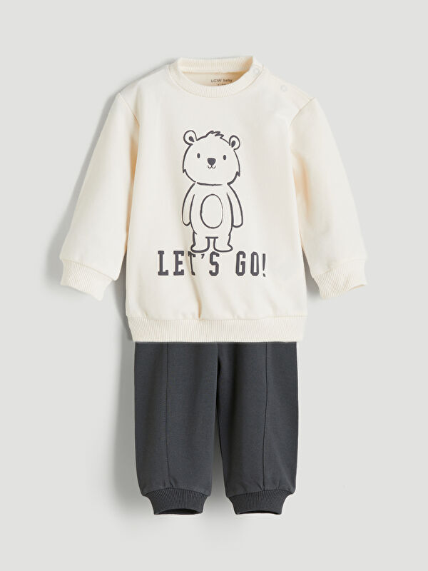 LCW baby Baskılı Erkek Bebek Sweatshirt ve Eşofman Alt 2'li