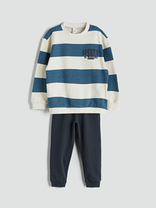 LCW Kids Çizgili Erkek Çocuk Sweatshirt ve Eşofman Alt