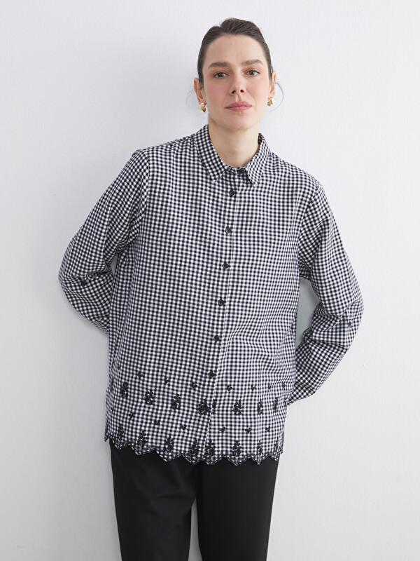 LCW Grace Plaid Frilled Women's Shirt