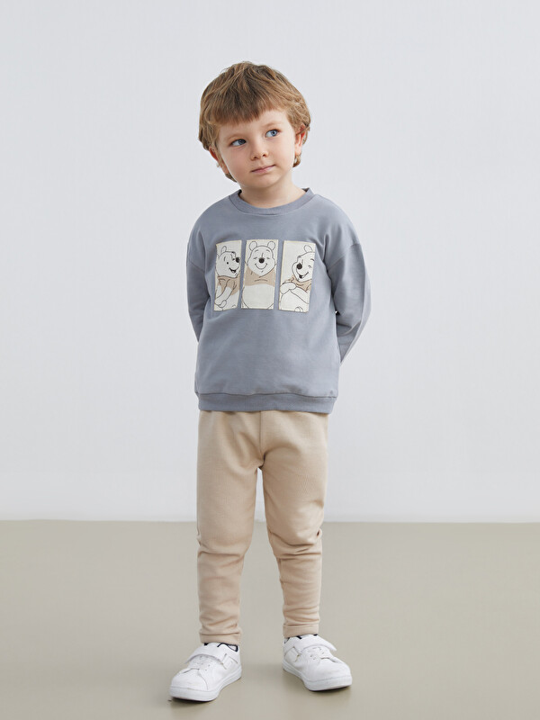 LCW baby Winnie the Pooh Baskılı Erkek Bebek Sweatshirt ve Eşofman Alt 2'li