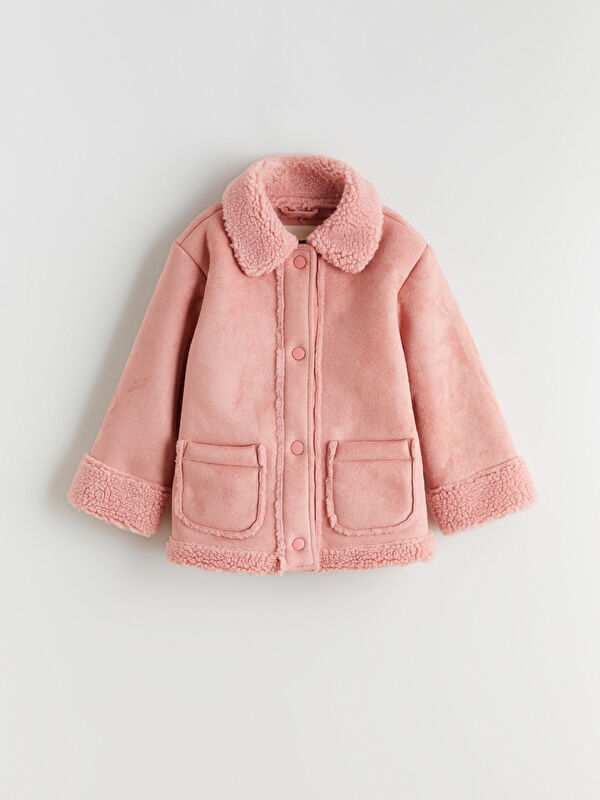 LCW Kids Fur Collar Suede Girls' Thin Coat