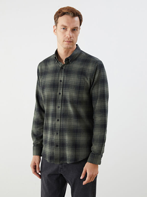LCWAIKIKI Classic Regular Fit Uzun Kollu Ekose Poplin Erkek Gömlek