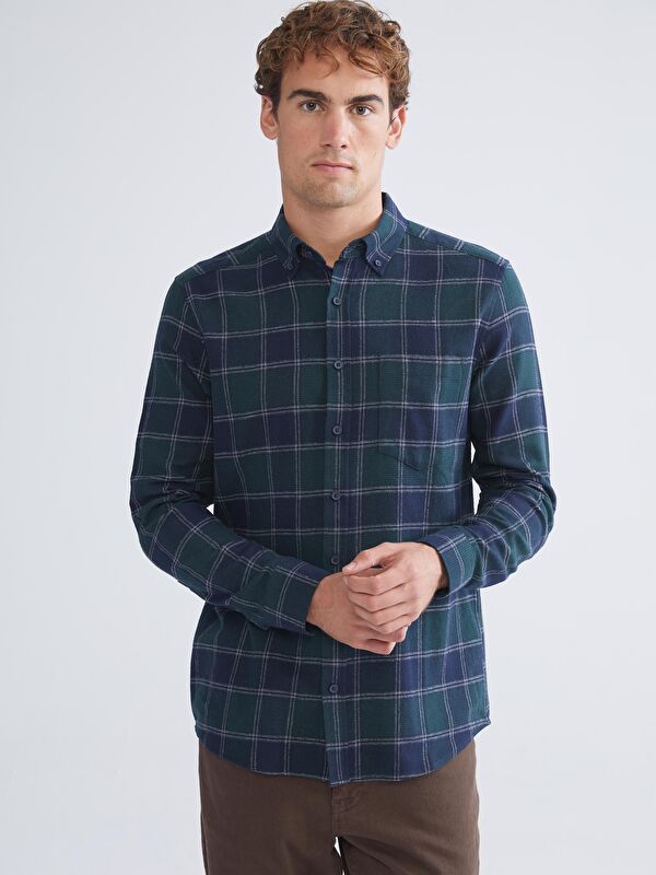 LCWAIKIKI Classic Regular Fit Uzun Kollu Ekose Gabardin Erkek Gömlek