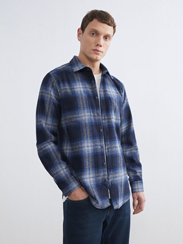 LCWAIKIKI Classic Regular Fit Yün Karışımlı Ekose Erkek Gömlek