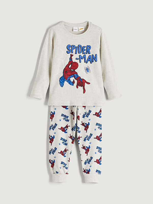 LCW Kids Bisiklet Yaka Spider-Man Baskılı Erkek Çocuk Pijama Takımı