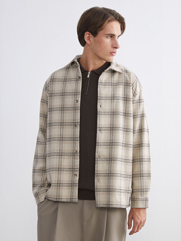 XSIDE Relaxed Fit Long Sleeve Plaid Men's Flannel Shirt