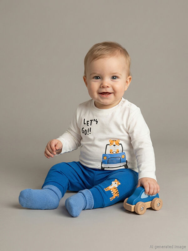 LCW baby Crew Neck Baby Boy Sweatshirt and Tracksuit Bottom