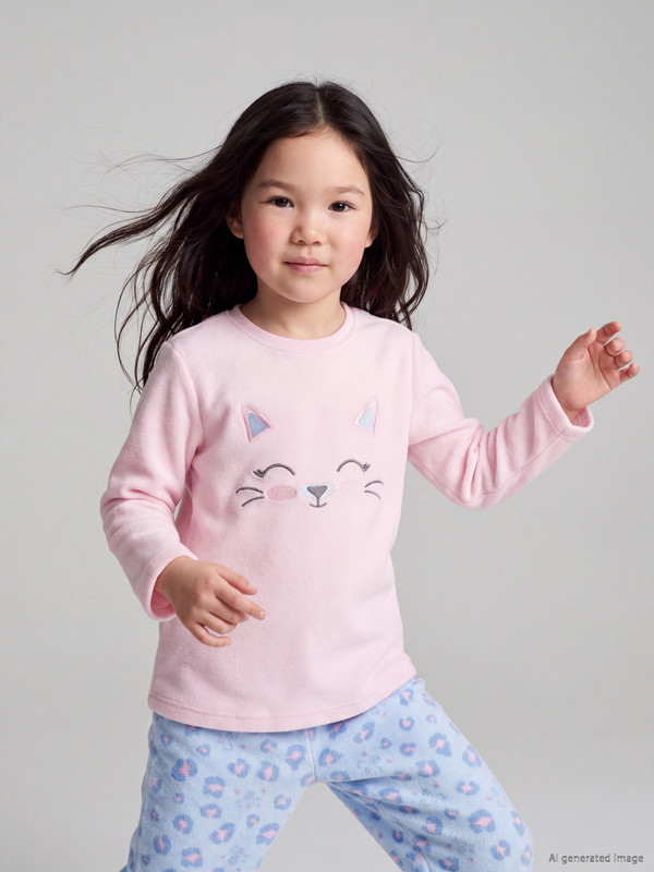 LCW Kids Crew Neck Printed Girls' Pyjama Set