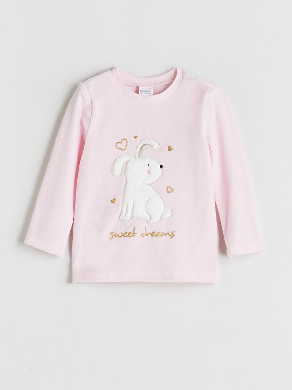 LCW Kids Tavşan Nakışlı Kız Çocuk Pijama Üstü