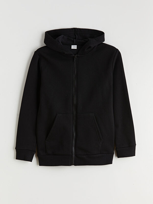 LCW Kids Kapüşonlu Erkek Çocuk Kalın Fermuarlı Sweatshirt
