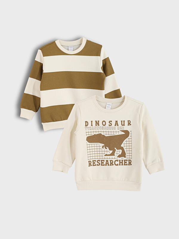 LCW Kids Crew Neck Printed Boys' Sweatshirt 2 Pack