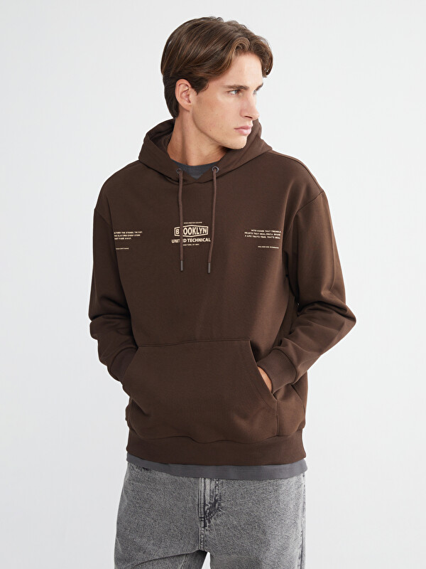 XSIDE Uzun Kollu Baskılı Kalın Erkek Hoodie