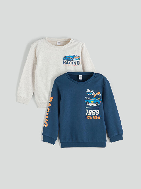 LCW Kids Crew Neck Printed Boys' Sweatshirt 2 Pack
