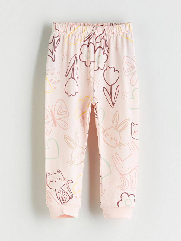 LCW baby Beli Lastikli Baskılı Kız Bebek Jogger Pijama Altı