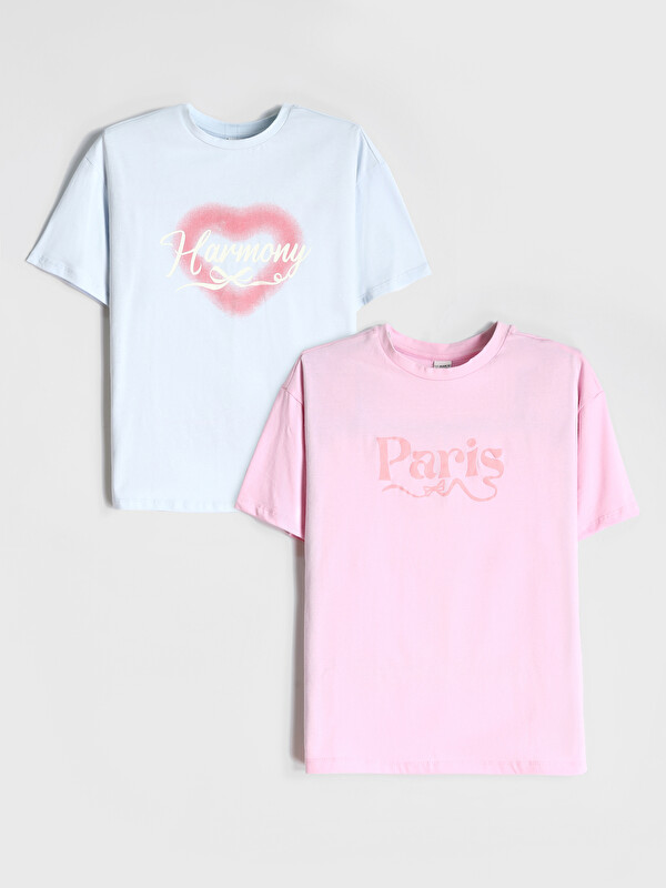 LCW Kids Crew Neck Girls' T-Shirt Set (2 Pieces)