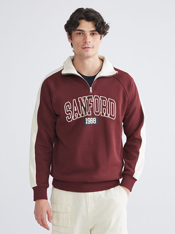 XSIDE Dik Yaka Baskılı Erkek Sweatshirt