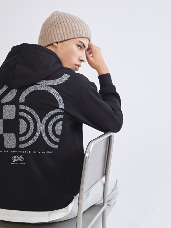 XSIDE Baskılı Erkek Kalın Hoodie